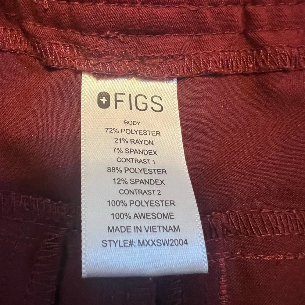 FIGS Tansen Jogger Scrub Pants Burgundy Men’s Size Small